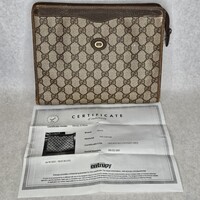 Authentic Gucci GG Supreme Canvas Clutch Bag Purse with Certificate 