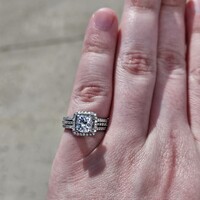 18K White Gold Simon G 1.48TCW Fracture Filled Diamond Wedding Set Size 5.75