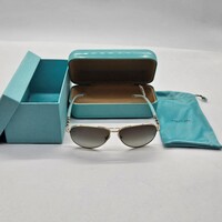T&Co Tiffany & Co TF3034 Blue Aviator Sunglasses with Case Bag & Box 