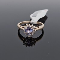 Vintage 10K Yellow Gold Diamond Heart Tanzanite Cluster Ring 2.5 Grams Size 7 