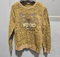 Kenzo Metallic & Yellow Graphic Print Tiger Sweathshirt Large 100% Cotton