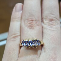  14K Yellow Gold Tanzanite Diamond Cocktail Fashion Ring 3.5 Grams Size 6.5  