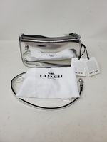 Coach Mirror Silver Metallic Leather Penn Shoulder Bag w/ Dust Bag & Tags