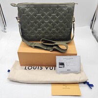 Louis Vuitton Coussin MM Lambskin Sage Green Shoulder Bag Purse w COA & Box 