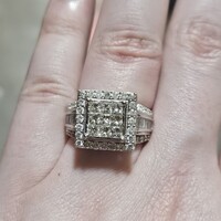  10K White Gold Halo Princess Diamond Cluster Ring 1.50TCW 8.46 Grams Size 7 