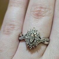 10K White Gold Diamond Marquise Style Cocktail Cluster Ring 2.9 Grams Size 6.75