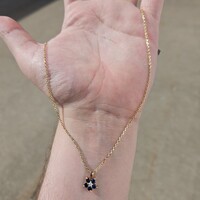 14K Yellow Gold Necklace Chain with Tiffany & Co Sapphire Star Flower Pendant  