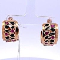 Pair of 14K Yellow Gold Natural Ruby Sapphire Cluster Earrings 12.30 Grams