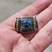  Samuel B Benham 925 Sterling Silver 14K Yellow Gold Blue Topaz Slide Pendant 