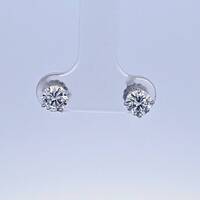  Pair of 14K White Gold 1.11TCW Classic 4 Prong Diamond Earrings Friction Posts