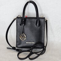 Michael Kors Mercer Extra-Small Pebbled Leather Black Tote Bag Purse w Strap