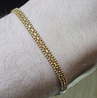  18K Yellow Gold Beaded Mesh Link Bracelet 7 Inches 5mm Wide 5.2 Grams