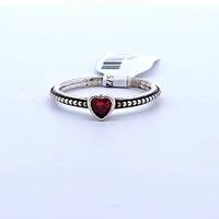 Pandora 925 ALE Sterling Silver One Love Red Ruby Heart Ring 2.2 Grams Size 7.5