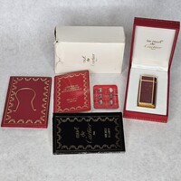 Must De Cartier Briquet Red Lighter 74336M with Box Certificate Special Flints 