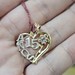 14K Tri Color 3 Tone Quinceanera 15 Anos Heart Flower Pendant Charm