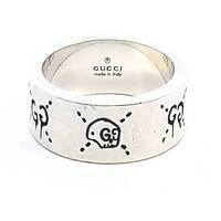  Gucci Ghost Wide Silver Ring 925 Sterling Stamped Size Italy 17, US 8
