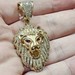 10K Yellow Gold Ruby & Diamond Lion Head Pendant 1.25 x .75 Inches 11.8 Grams