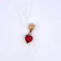 10K Yellow Gold Red Heart Diamond Pendant Charm 1.50 Grams .25x.25 Inches
