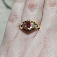 14K Yellow Gold Natural Ruby Diamond Band Ring 4.8 Grams .90TCW Size 6.5