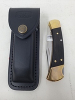 Vintage BUCK 110 Folding Lockback Pocket Knife with Leather Sheath