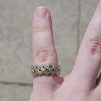  14K Yellow Gold Diamond Breast Cancer Ribbon Style Band 6mm Wide Ring Size 6 