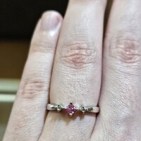  10K White Gold Pink Ice Diamond 3 Stone Cocktail Fashion Ring 1.7 Grams Size 7 