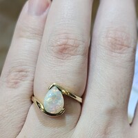  14K Yellow Gold Opal Bypass Band Ring 3.4 Grams Size 6