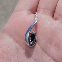  14K White Gold Natural Sapphire Diamond Modernist Art Deco Pendant 2.3 Grams