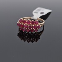 10k Yellow Gold 3 Row Ruby Cluster Fashion Ring 2.6 Grams Size 8 