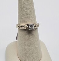  14K White Gold Diamond Solitaire Ring .45CT Princess Cut 4.4 Grams Size 6.75