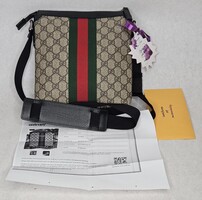 Gucci GG Supreme Canvas Sherry Stripe Small Messenger Crossbody Bag Purse 