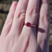  Vintage 10K Yellow Gold Ruby 6 Prong Solitaire Etched Band Ring Size 8.25
