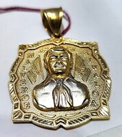 14K Two-Tone Gold Jess Malverde Sinaloa Pendant Angel of Poor 12gr 1.25x1.25in