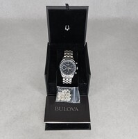 Bulova 96b234 Black Faced Chronograph Wristwatch with Box Manual