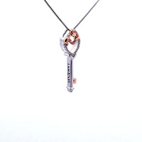 925 Sterling Silver 14K Rose Gold Pendant Charm with Silver Necklace 18 Inches