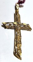 14K Yellow Gold Cross Pendant Nugget Jesus 2.1gr ~ 1.75in