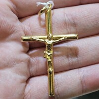 18K Yellow Gold Jesus Cross Pendant Charm 4.1 Grams 2x1 Inches