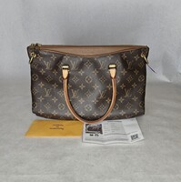 Louis Vuitton Monogram Pallas MM Tote Bag Handbag Purse with COA No Strap