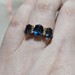  14K Levian Rose Gold Blue Topaz & Diamond 3 Stone Cluster Ring 4.0 Grams Size 7