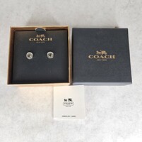 Coach Open Circle Stone Stud Earrings With Box 