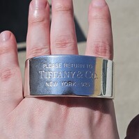  Tiffany & Co. Please Return to Tiffany Wide Cuff Bracelet 925 Sterling Silver