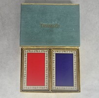 Vintage Tiffany & Co 2 Decks of Playing Cards Red & Navy Blue with Original Box 