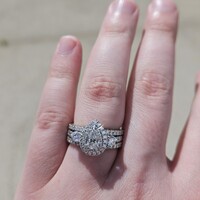  14KT White Gold Pear Diamond 3 Piece Wedding Ring Set 2.58TCW Size 7 