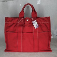 Hermes Fourre Tout Large Cloth Tote Bag Purse Handbag 