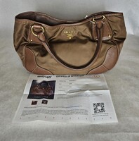 Prada Tessuto Brown Shoulder Bag Handbag Purse with Certificate 