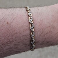  10K Yellow Gold Diamond Evil Eye Link Tennis Bracelet 1.00TCW 7.5 Inches 