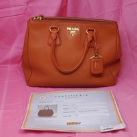 PRADA MILANO 2Way Shoulder / Hand  / Tote Bag Vitello Daino Leather - Orange