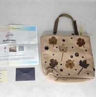 Prada Fall Autumn Leaf Design Small Wool Tote with Card Certificate 