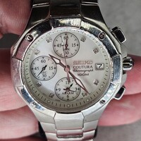 Seiko Coutura Chronograph 100m 7T62-0EM0 Stainless Steel Watch Wristwatch