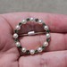  14K Yellow Gold Emerald & Pearl Halo Circle Brooch Pin 30mm Diameter 4.4 Grams